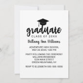 Afstuderen Sla de datum zwarte Typografie wit op Aankondiging (Achterkant)