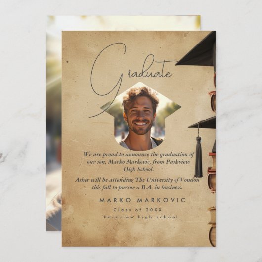 Afstuderen Son I Rustiek Aankondiging (Voorkant / Achterkant)