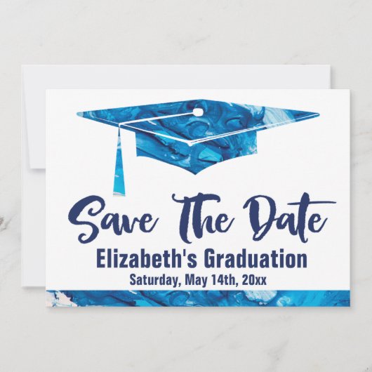 Afstuderen sparen de Datum Eenvoudige Legante Wate Save The Date (Voorkant)