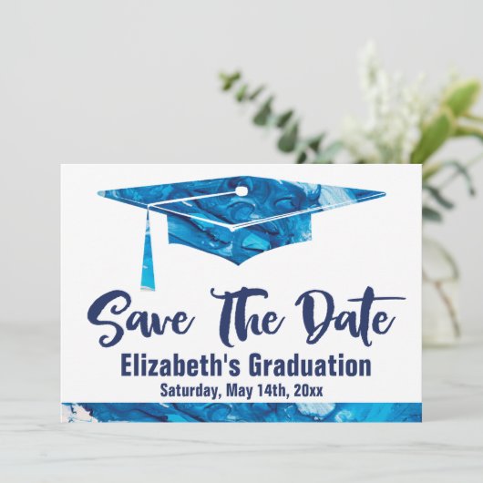 Afstuderen sparen de Datum Eenvoudige Legante Wate Save The Date (Staand voorkant)