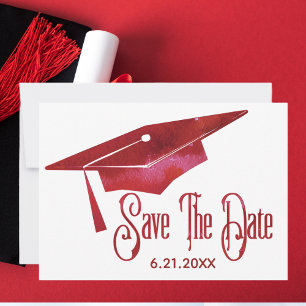 Afstuderen sparen de Datum Eenvoudige Moderne Rode Save The Date