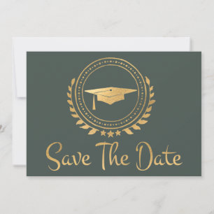 Afstuderen sparen de Datum Gold Emblem Afstudeerde Save The Date