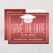 Afstuderen Sparen de Datum het Pet van het Rode Wi Aankondigingskaart (Voorkant / Achterkant)