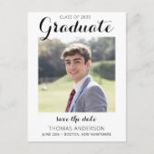 Afstuderen sparen de Datum Moderne Afstuderen Foto Aankondigingskaart (Voorkant)