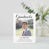 Afstuderen sparen de Datum Moderne Afstuderen Foto Aankondigingskaart (Staand voorkant)