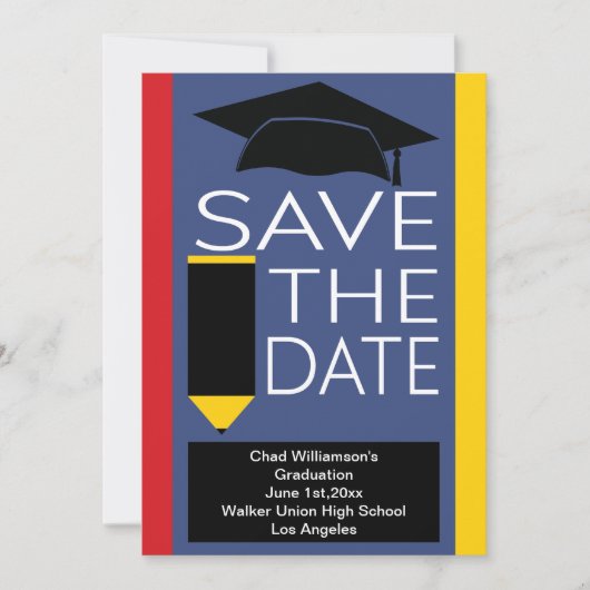 Afstuderen sparen de Datum Moderne Pet van het Afs Save The Date (Voorkant)