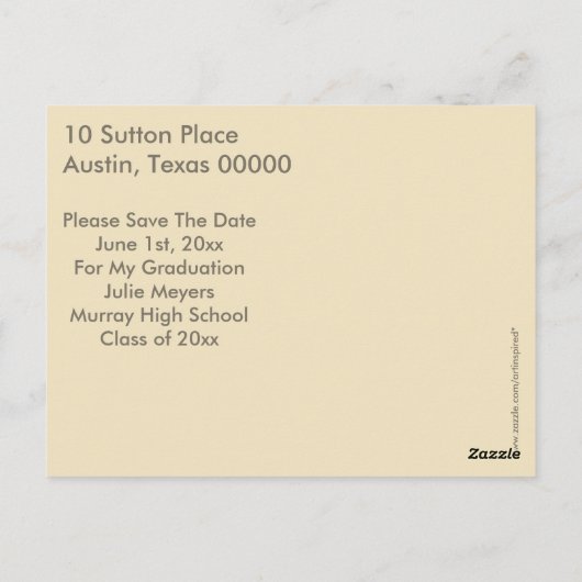 Afstuderen sparen de Graduates van de Datum Briefkaart (Achterkant)