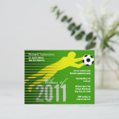 Afstuderen Sport Party Invitation Soccer Kaart (Staand voorkant)