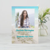 Afstuderen Starfish Zee n Sand Fotoaankondiging Kaart (Staand voorkant)