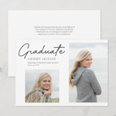 Afstuderen Stijlvol script 2-foto van pen Aankondiging (Voorkant / Achterkant)