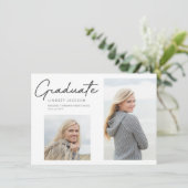 Afstuderen Stijlvol script 2-foto van pen Aankondiging (Staand voorkant)