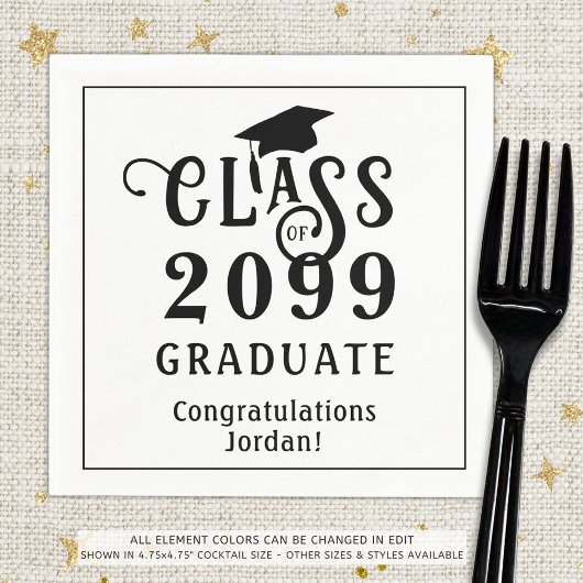 Afstuderen Stijlvolle Klasse Jaar Aangepaste Kleur Servet