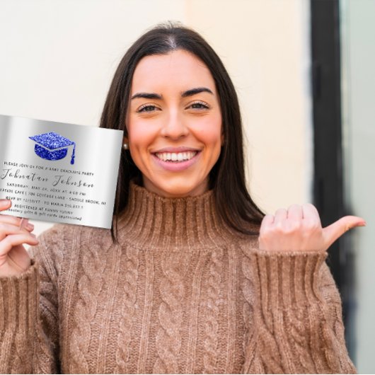 Afstuderen Student Silver Gray Royal Blue Simp Kaart