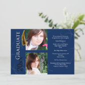 Afstuderen Tassel in blauwe bekendmaking Kaart (Staand voorkant)