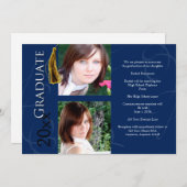 Afstuderen Tassel in blauwe bekendmaking Kaart (Voorkant / Achterkant)