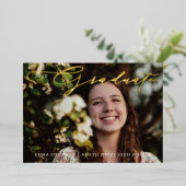 Afstuderen Tassel Script Fotouitnodiging Folie Uitnodiging (Staand Voorkant)