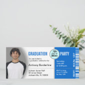 Afstuderen Ticket Party Invitation TKT313 Blue Kaart (Staand voorkant)