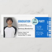 Afstuderen Ticket Party Invitation TKT313 Blue Kaart (Voorkant / Achterkant)