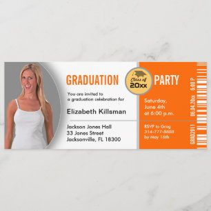 Afstuderen Ticket Party Invitation TKT313 Oranje Kaart