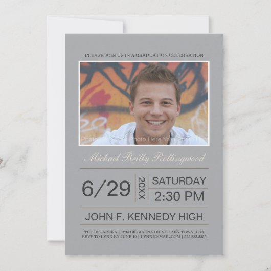 Afstuderen Ticket Photo nodigt uit: Zilver Kaart (Voorkant)