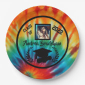 Afstuderen Tie Dye Round Papieren Bordje (Voorkant)