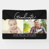 Afstuderen Toen en Nu Man Afstudeerder Custom foto Spandoek (Horizontaal)