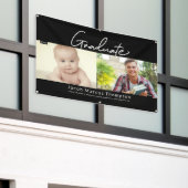 Afstuderen Toen en Nu Man Afstudeerder Custom foto Spandoek (Buitenkant Gebouw)