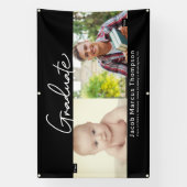 Afstuderen Toen en Nu Man Afstudeerder Custom foto Spandoek (Verticaal)