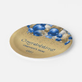Afstuderen Trendy Blue Gold Balloons Papieren Bordje (Gekanteld)