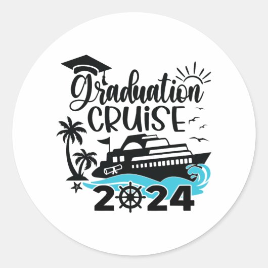 Afstuderen Trip Cruise 2024 Ship Party Cruise Wome Ronde Sticker (Voorkant)