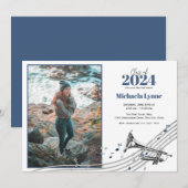 Afstuderen trompet marching band met foto kaart (Voorkant / Achterkant)