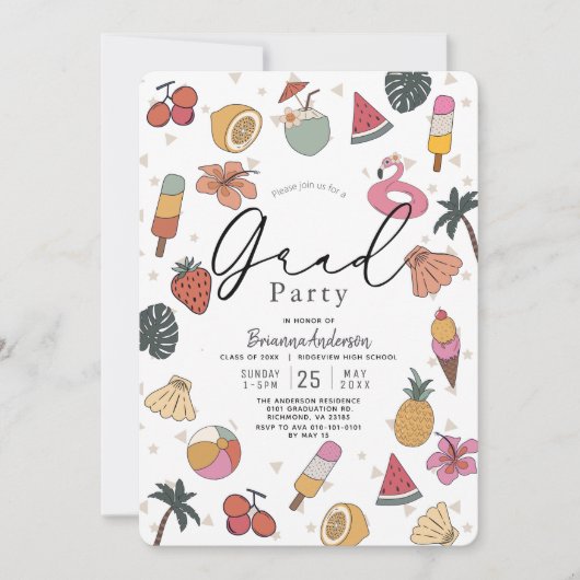 Afstuderen Tropische Pool Summer Items Kaart (Voorkant)