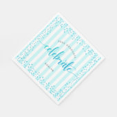 Afstuderen turkooise glitter script modern papier servet (Hoek)