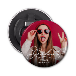 Afstuderen Typografie Foto Eenvoudig Button Flesopener