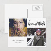 Afstuderen typografie liefde en Bedankt | Twee fot Aankondigingskaart (Voorkant / Achterkant)
