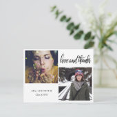 Afstuderen typografie liefde en Bedankt | Twee fot Aankondigingskaart (Staand voorkant)