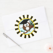 Afstuderen Uil w / Zwart en Goud Ronde Sticker (Envelop)