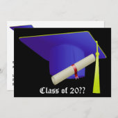 Afstuderen Uitnodiging Blauw Pet (Voorkant / Achterkant)