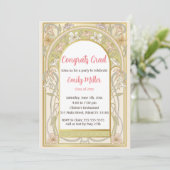 Afstuderen Uitnodiging Floral Retro Vintage (Staand voorkant)