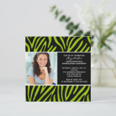 Afstuderen Uitnodiging met Foto Lime Green Zebra (Staand voorkant)