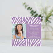 Afstuderen Uitnodiging met Foto Paars Zebra (Staand voorkant)