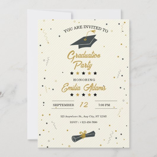 Afstuderen uitnodiging, Modern Afstuderen Senior Kaart (Voorkant)