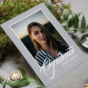 Afstuderen Uitnodiging Modern Editable Foto Blauw Briefkaart