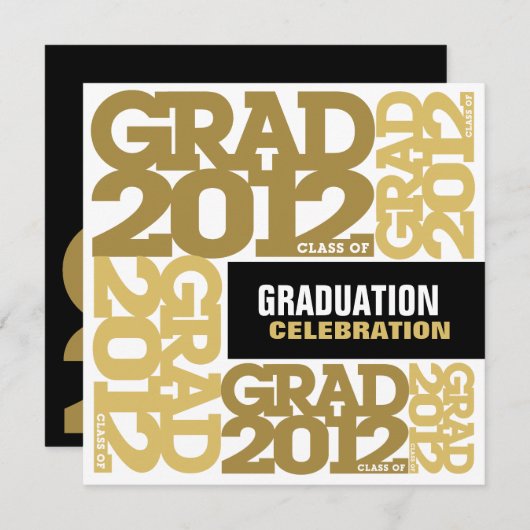 Afstuderen - Uitnodiging tot feestdag 2012 Gold 3 (Voorkant / Achterkant)