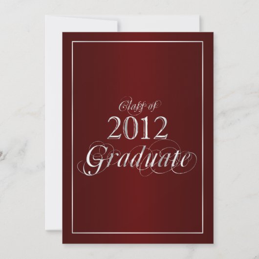 Afstuderen uitnodiging van Classy Maroon en Silver (Voorkant)