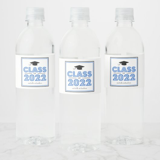 Afstuderen van 2022 in licht (blauw) waterfles etiket (Flessen)