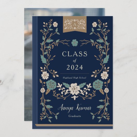  Afstuderen van bibliotheekboek Foto Aankondiging (Voorkant / Achterkant)