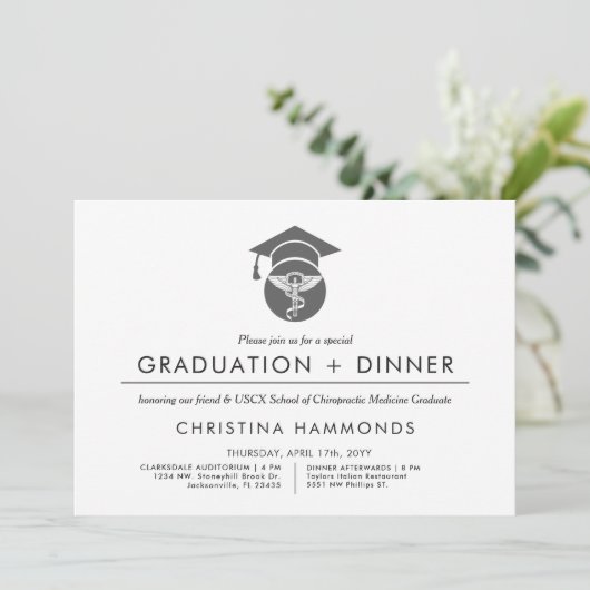 Afstuderen van chiropractor | Minimale uitnodiging (Staand voorkant)