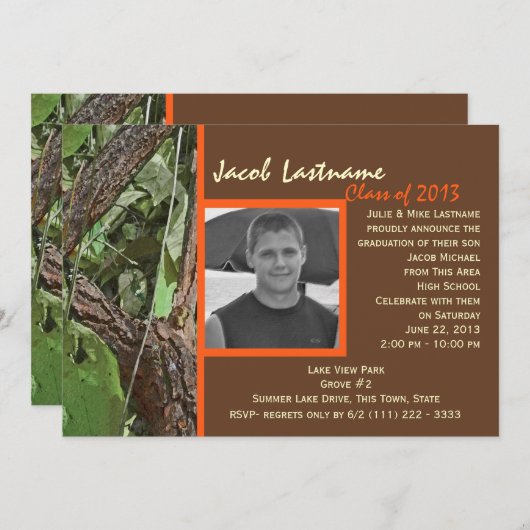 Afstuderen van de bosbouw kaart (Voorkant / Achterkant)