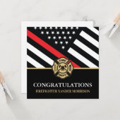 Afstuderen van de brandweer Rood Line Flag Fire Ac Kaart (Voorkant / Achterkant in situ)